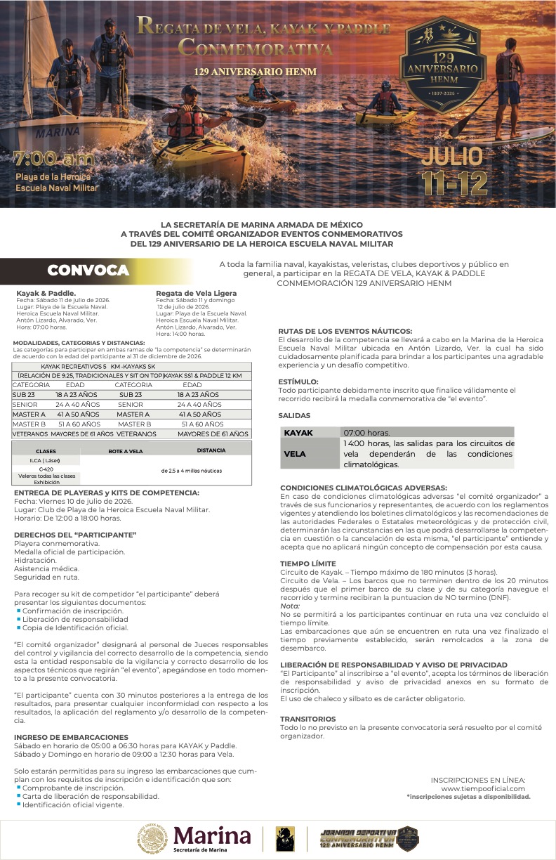Regata de vela, kayak y paddle. 129 aniversario HENM
